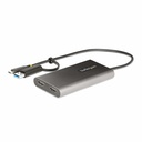 StarTech USB-C to Dual-HDMI Adapter, USB-C/A to 2x HDMI, 4K 60Hz, 100W PD Passthrough, 1ft/30cm Cable, USB to HDMI Converter, TAA