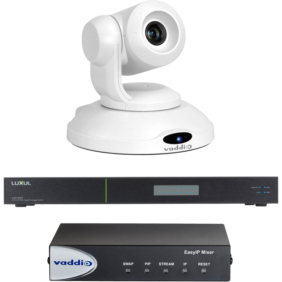 Vaddio EasyIP 10 Mixer Kit - Video Conferencing System - Includes PTZ Camera and Mixer - White