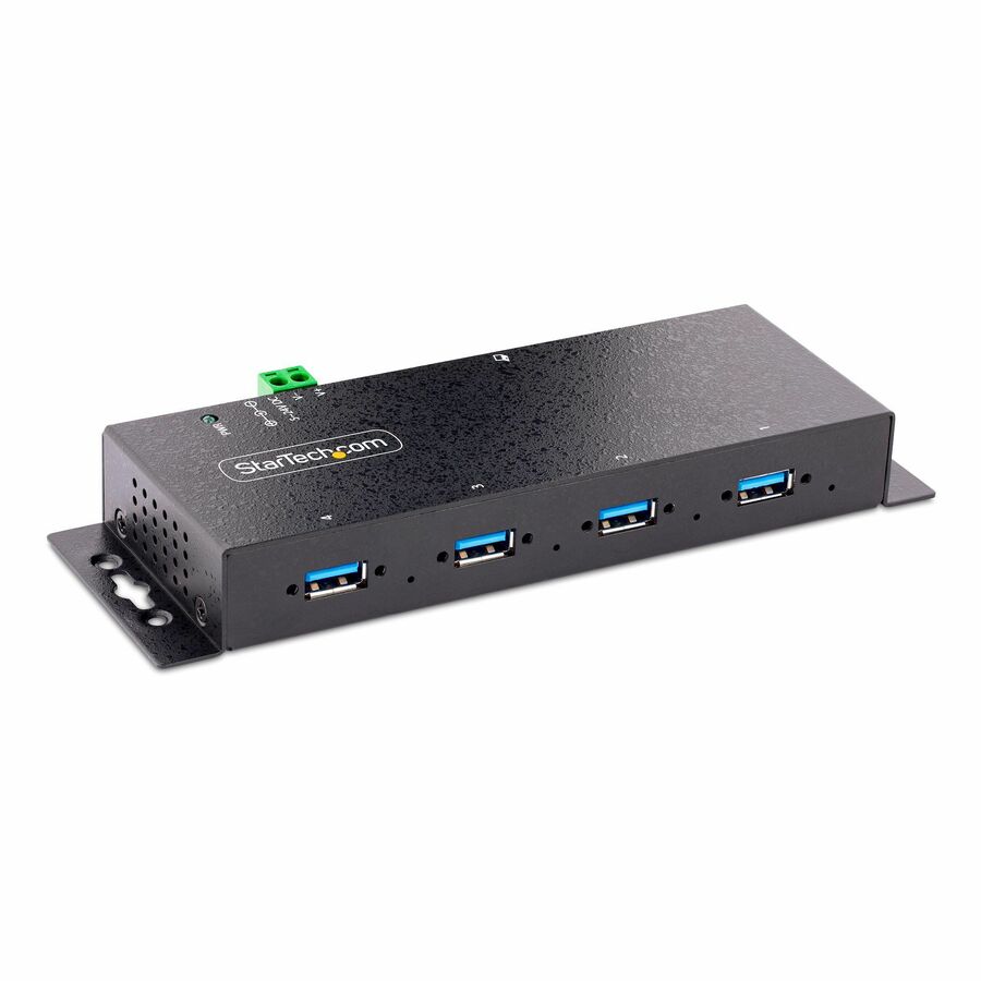 StarTech 4-Port Industrial USB 3.0 5Gbps Hub, Rugged USB Hub with ESD Protection, DIN/Wall/Desk Mountable, USB-A Expansion Hub, TAA