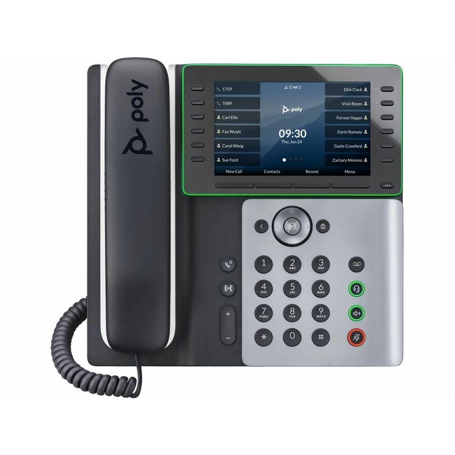 Poly Edge E550 IP Phone - Corded - Corded/Cordless - Bluetooth, Wi-Fi, NFC - 3 Multiple Conferencing - Desktop, Wall Mountable - White, Midnight Blue