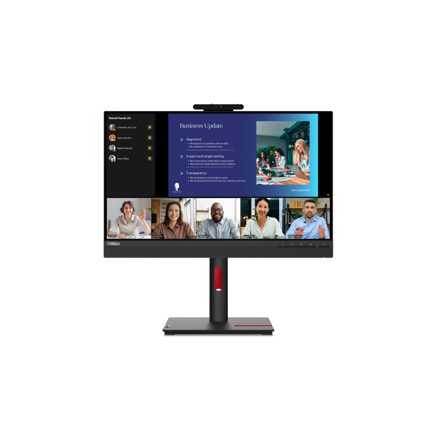 Lenovo ThinkVision T24v-30 24" Class Webcam Full HD LED Monitor - 16:9 - Raven Black