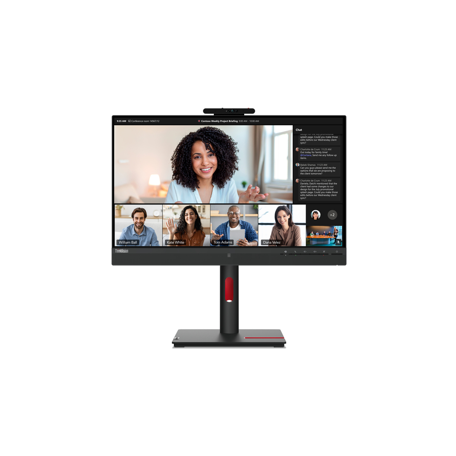 Lenovo ThinkVision T24mv-30 24" Class Webcam Full HD LED Monitor - 16:9 - Raven Black