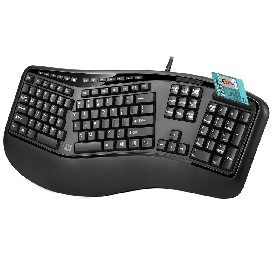Adesso Desktop Ergonomic Smart Card Reader Keyboard (TAA Compliant)