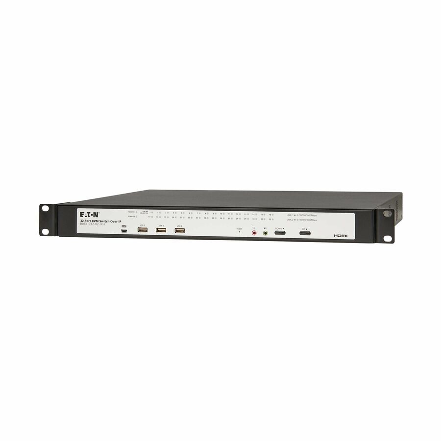 Eaton 32-Port Cat5e KVM over IP Switch - Virtual Media, 1 Remote/1 Local User, HDMI Output, 1U Rack-Mount, TAA