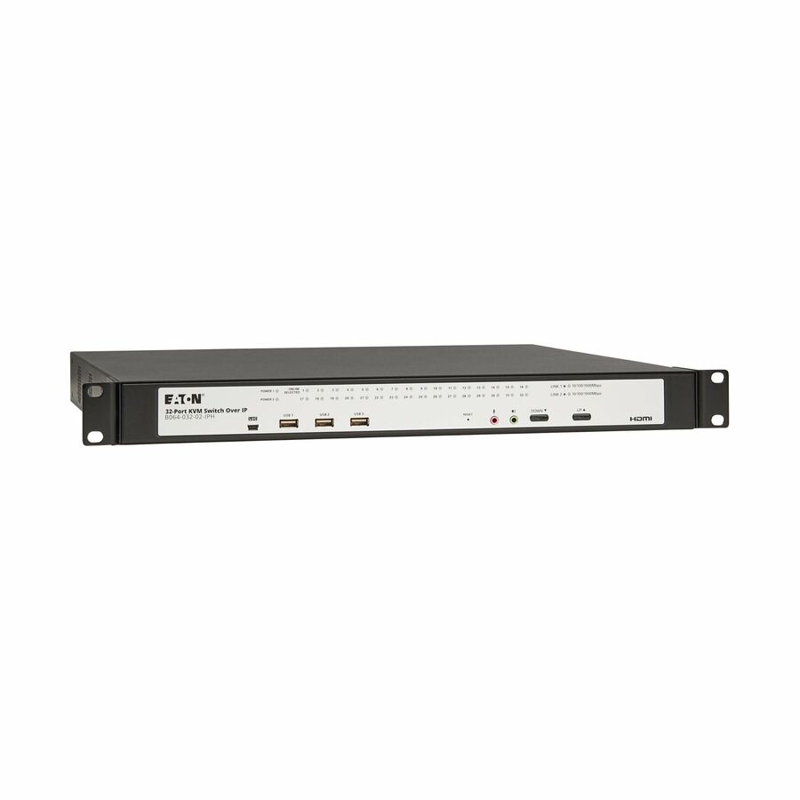 Eaton 32-Port Cat5e KVM over IP Switch - Virtual Media, 2 Remote/1 Local User, HDMI Output, 1U Rack-Mount, TAA