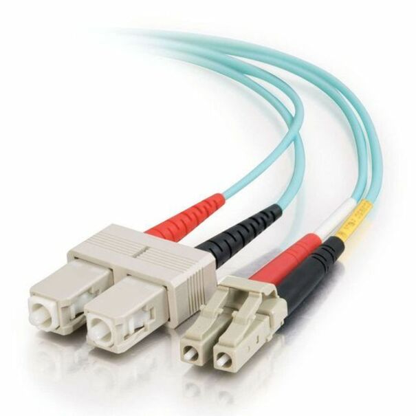 C2G 3.3ft (1m) LC-SC 10Gb 50/125 OM3 Duplex Multimode PVC Fiber Optic Cable - Aqua