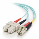 C2G 3.3ft (1m) LC-SC 10Gb 50/125 OM3 Duplex Multimode PVC Fiber Optic Cable - Aqua