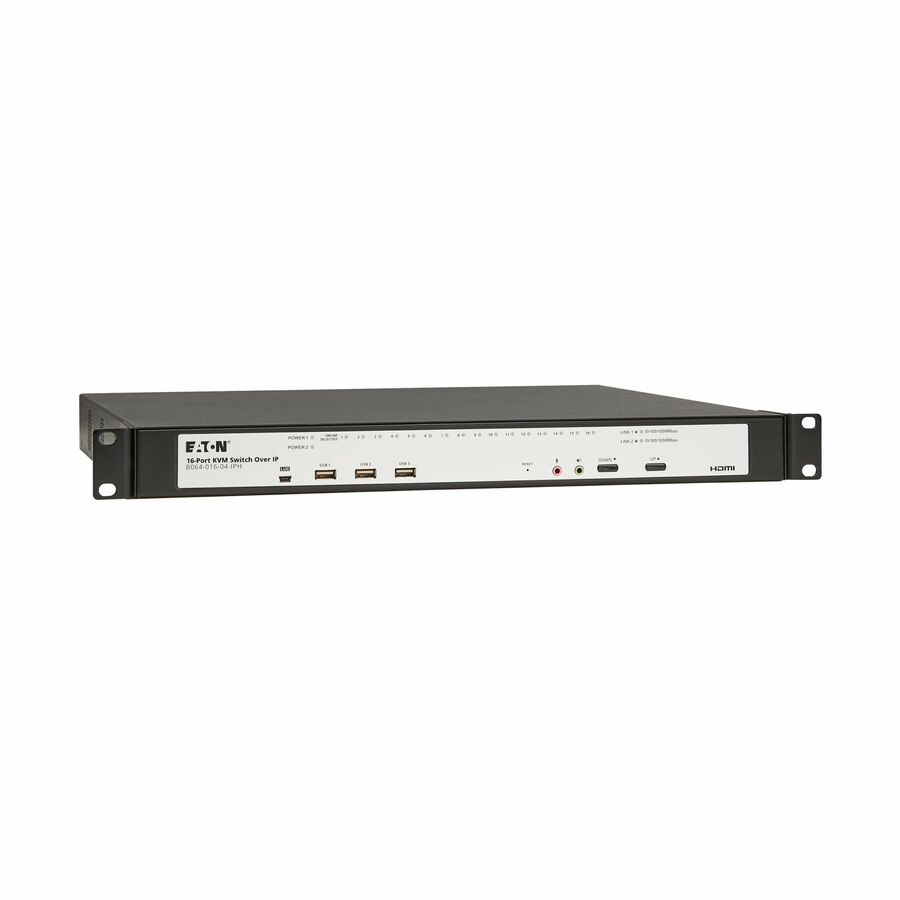 Eaton 16-Port Cat5e KVM over IP Switch - Virtual Media, 4 Users (Remote + 1 Local Port), HDMI Output, 1U Rack-Mount, TAA