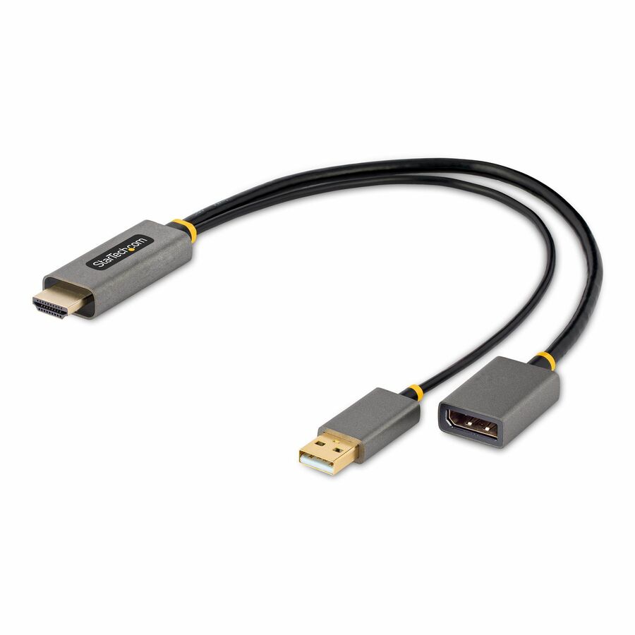 StarTech 1ft (30cm) HDMI to DisplayPort Adapter, 4K 60Hz HDR HDMI Source to DP Monitor, USB Bus Powered, HDMI 2.0 to DisplayPort 1.2