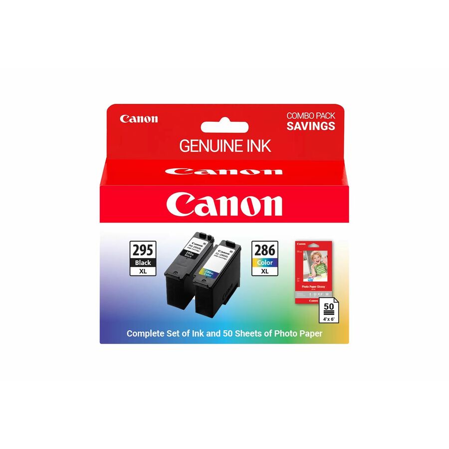 Canon PG-295XL/CL-286XL Original XL Yield Inkjet Ink Cartridge/Paper Kit - Combo Pack - Cyan, Magenta, Yellow, Black - 2 Pack