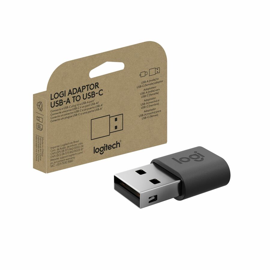 Logi USB-A to USB-C Adaptor, USB adaptor, graphite