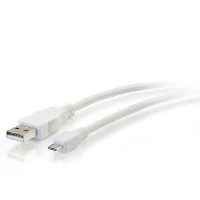 C2G 6ft USB to Micro USB Cable - USB A to Micro B Cable - USB 2.0 - White - M/M