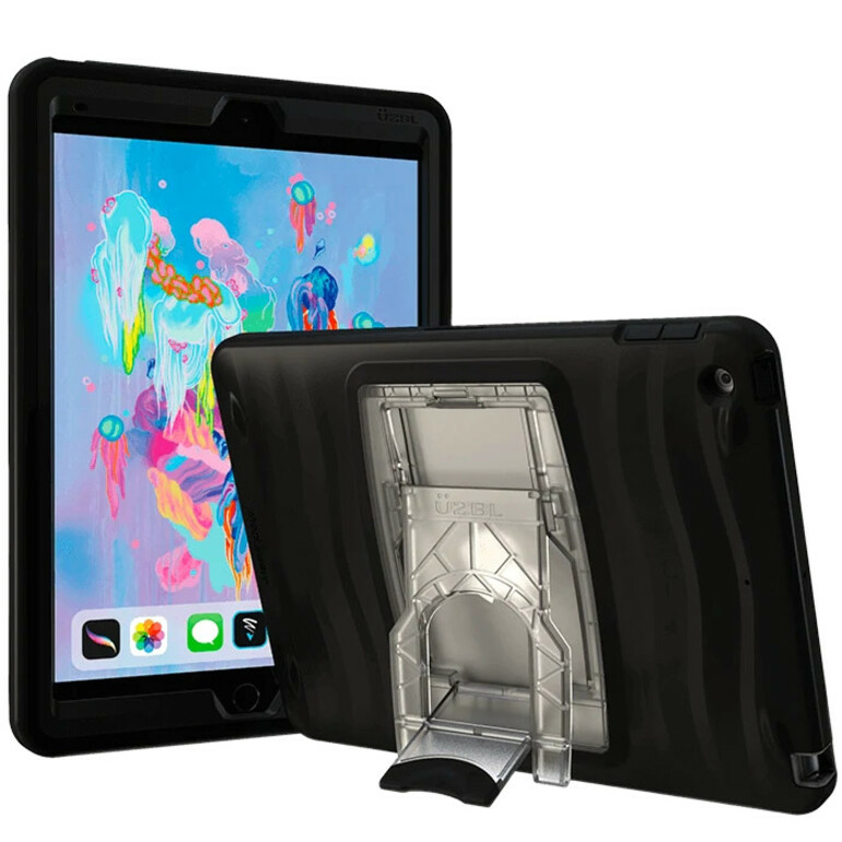 ShockWave Ultra-Rugged v2 7th / 8th / 9th Gen iPad 10.2 Case w/ Break-Resistant Stand, Screen Protector; Black