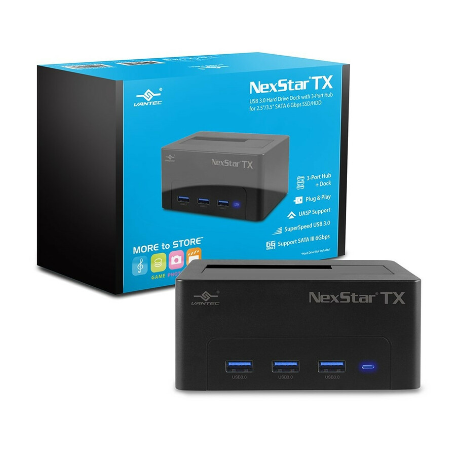 Vantec NexStar TX NST-D328S3H-BK Drive Dock SATA/600 - USB 3.0 Type A Host Interface - UASP Support External