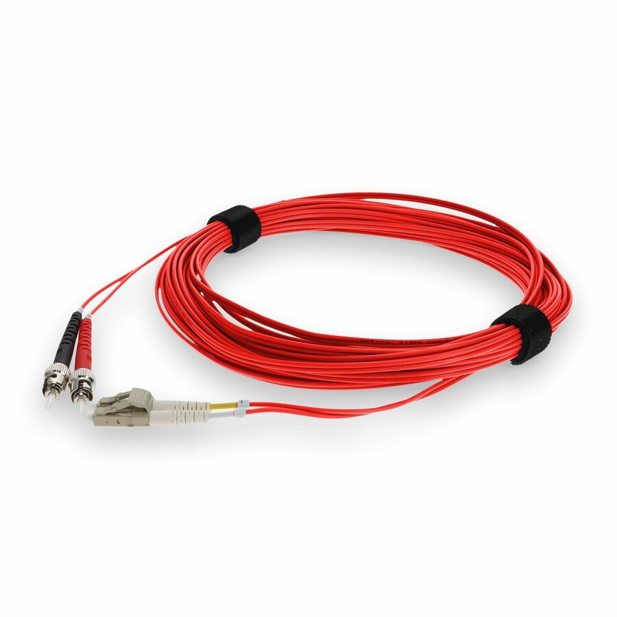 AddOn 1m ST to LC Red OM4 Duplex OFNR (Riser-Rated) TAA Fiber Patch Cable