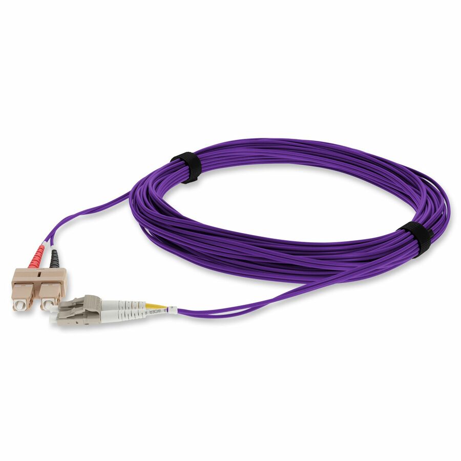 AddOn 3m SC to LC Purple OM4 Duplex OFNR (Riser-Rated) Fiber Patch Cable