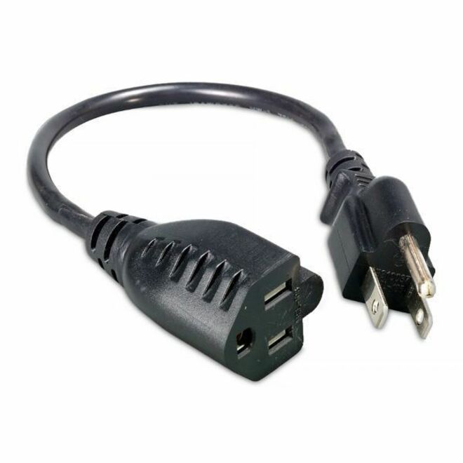 ENET NEMA 5-15P Male to NEMA 5-15R Female 14/3 AWG 15A 125V Black Power Cord 1FT