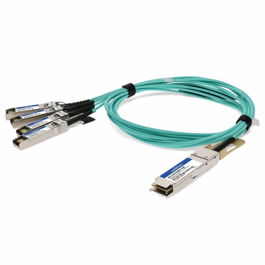 AddOn Juniper Networks® JNP-100G-AOC-4M to HP® JL276A-4M Compatible TAA Compliant 100GBase-AOC QSFP28 to 4xSFP28 Direct Attach Cable (850nm, MMF, 4m)