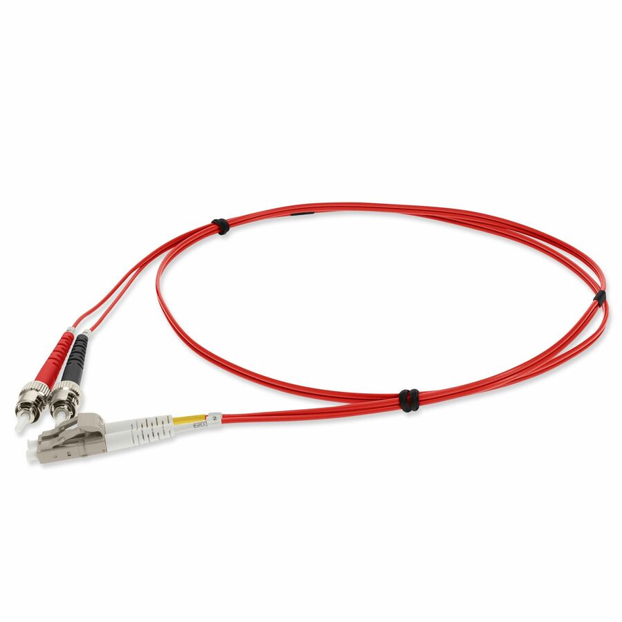 AddOn 8m ST to LC Red OM1 Duplex OFNR (Riser-Rated) TAA MMF Fiber Patch Cable