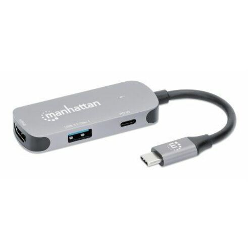 USB-C Dock/Hub, Ports (x3): HDMI, USB-A and USB-C, With Power Delivery (100W) to USB-C Port (Note add USB-C wall charger and USB-C cable needed), Universal for all devices, All Ports can be used at the same time, Aluminium, Space Grey, 3 Year Warranty