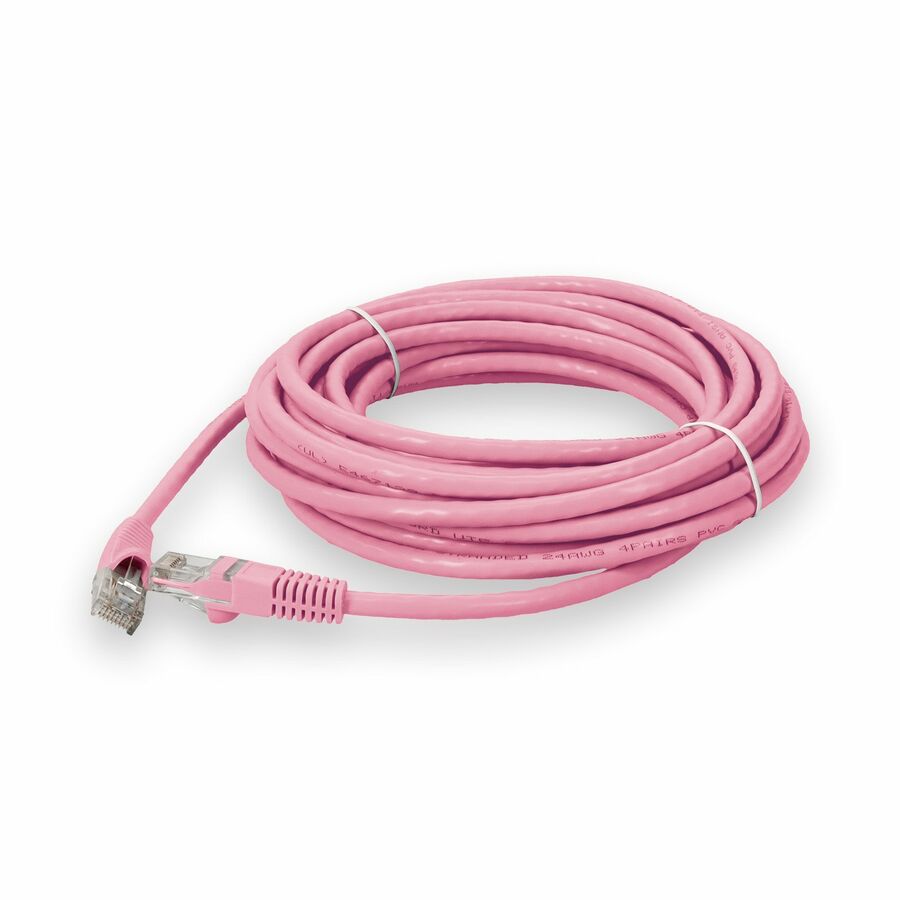 AddOn 20ft Pink CAT 6A PVC Ethernet Cable Snagless Bubble Boot RJ-45 M/M