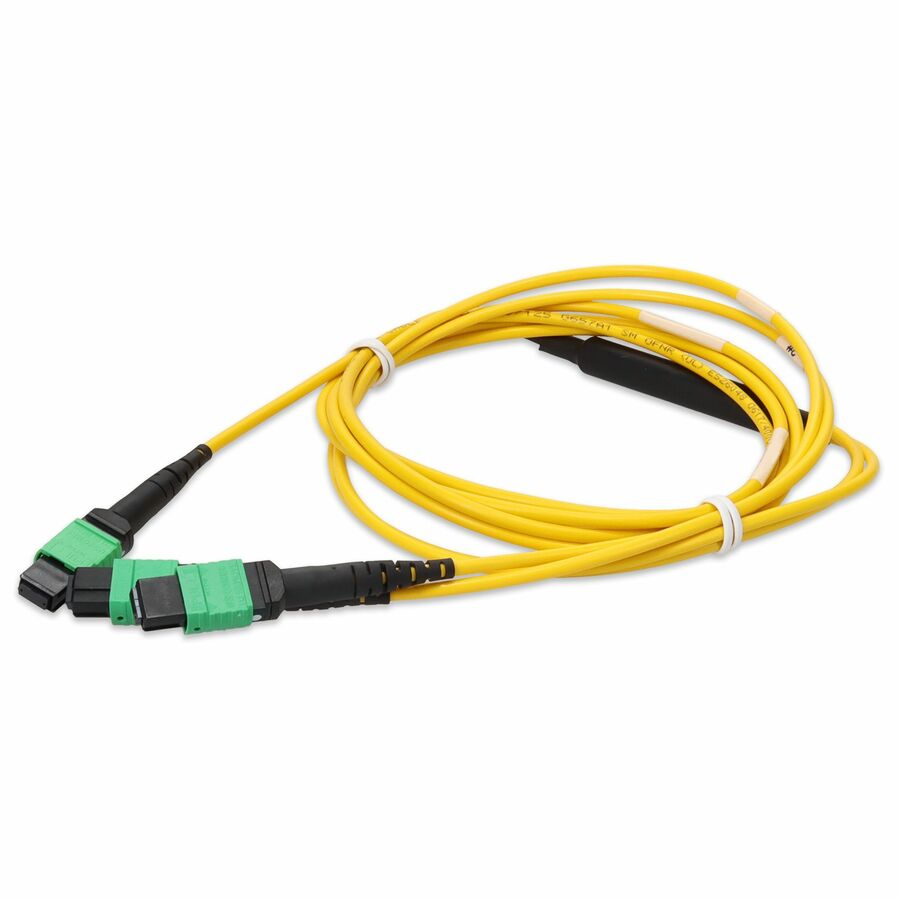 AddOn 2m MPO/APC to 2xMPO/APC Yellow OS2 OFNR (Riser-Rated) 16-Strand SMF Fiber Fanout Cable