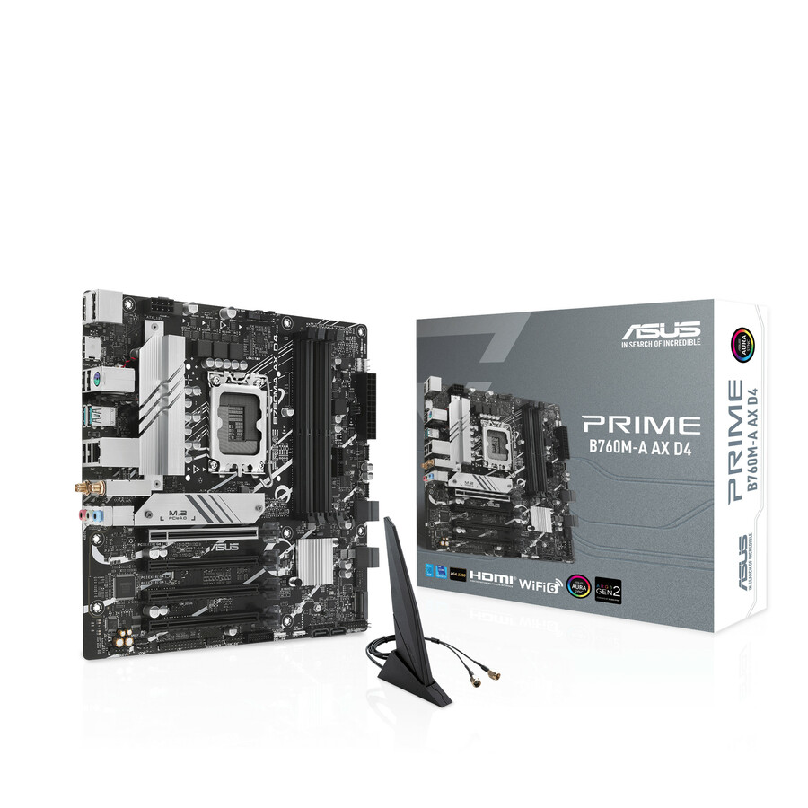 Asus Prime B760M-A AX D4 Desktop Motherboard - Intel B760 Chipset - Socket LGA-1700 - Micro ATX