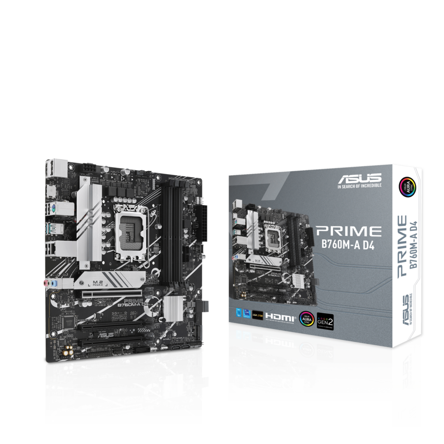 Asus Prime B760M-A D4 Desktop Motherboard - Intel B760 Chipset - Socket LGA-1700 - Micro ATX