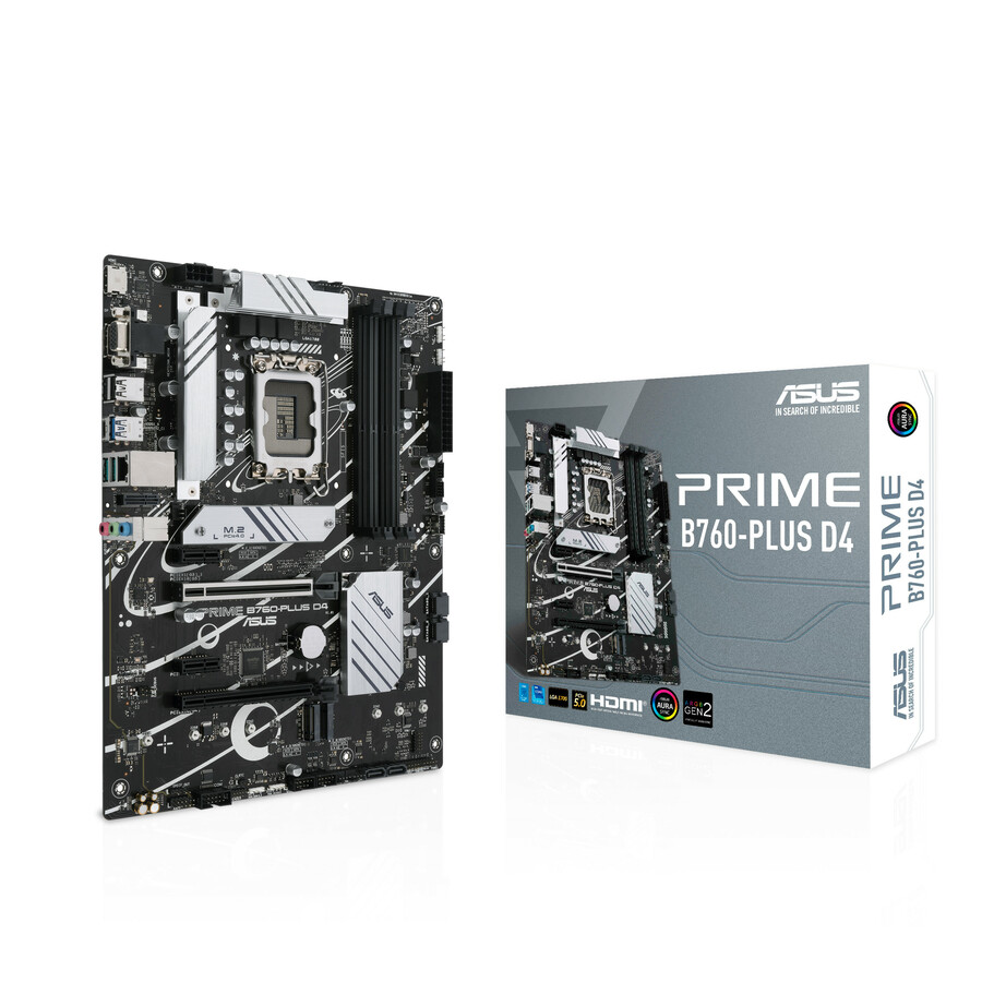 Asus Prime B760-PLUSD4 Desktop Motherboard - Intel B760 Chipset - Socket LGA-1700 - ATX