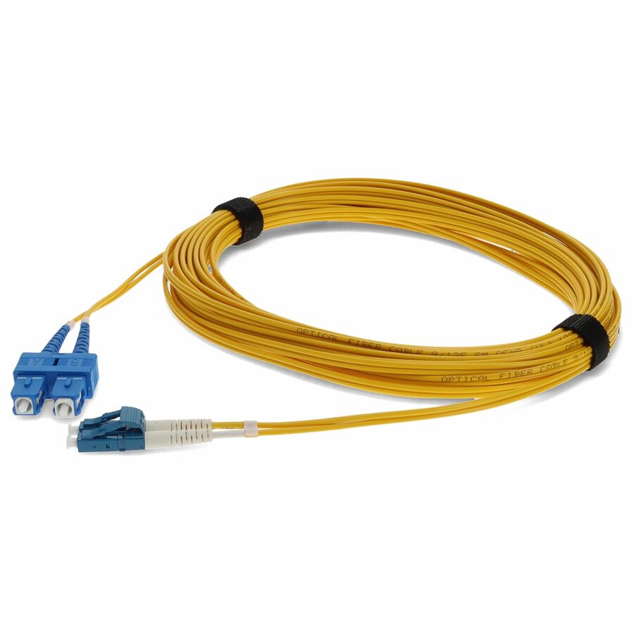 AddOn 1m SC to LC Yellow OS2 Duplex OFNP (Plenum-Rated) TAA SMF Fiber Patch Cable