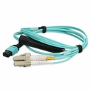 AddOn 1m MPO/UPC to 2xLC Duplex (4xLC)/UPC Aqua OM4 OFNR (Riser-Rated) 4-Strand Fiber Fanout Cable