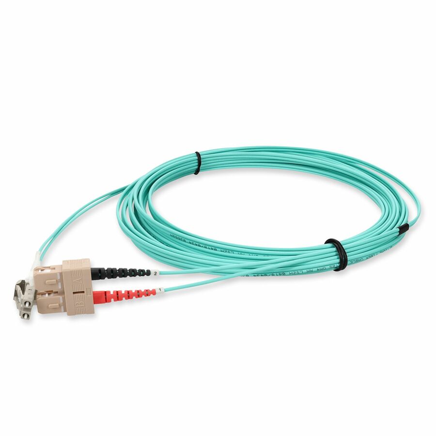 AddOn 2m SC to LC Aqua OM4 Duplex LSZH Fiber Patch Cable