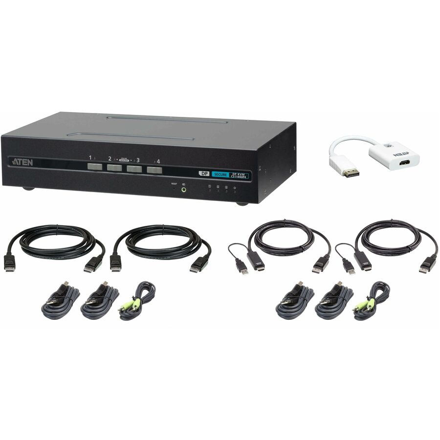 ATEN 4-Port USB DisplayPort/HDMI Dual Display Universal Secure KVM Switch Kit (PSD PP v4.0 Compliant)