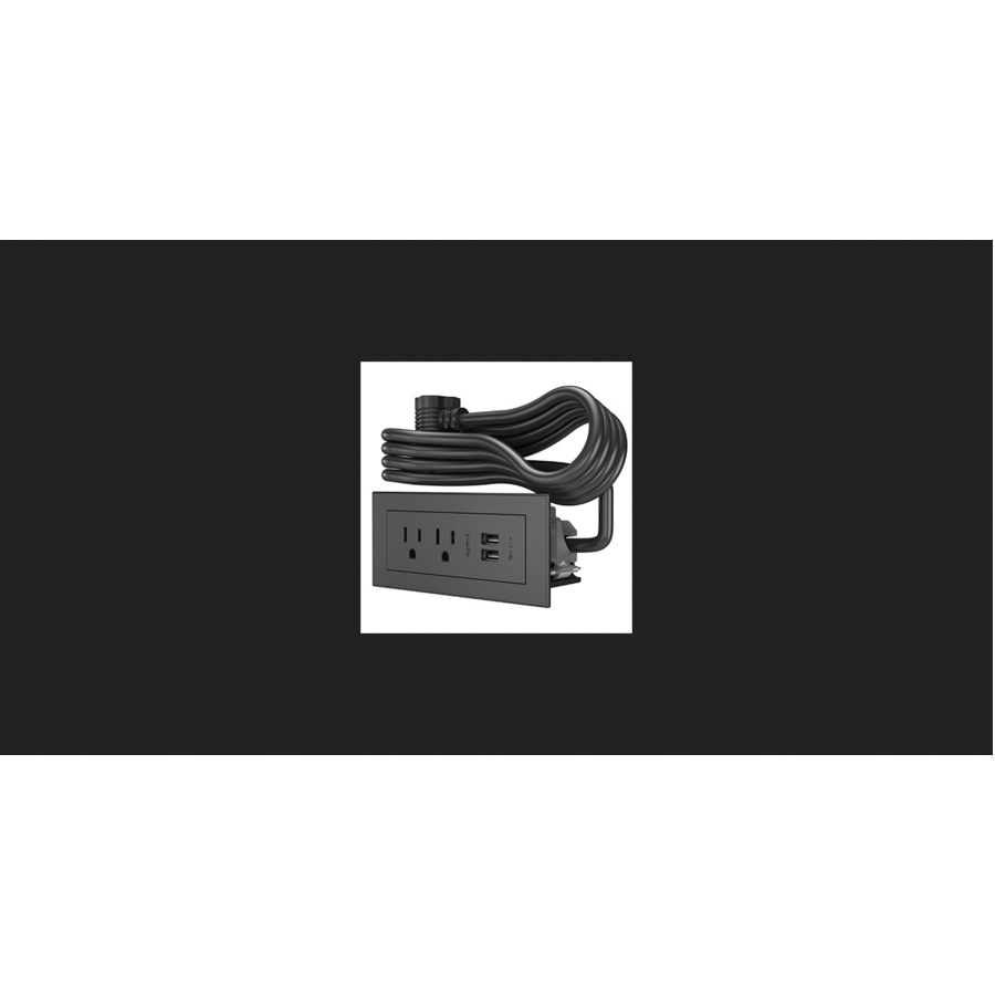 Wiremold Furniture Power 2-Outlet with USB-A Unit- Black