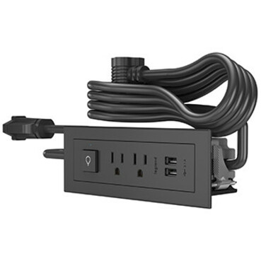 Legrand Furniture Power 2-Outlet with Switching and USB-A Unit - 10' Cord - Black