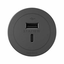Wiremold Round FPC Only Combo USB-A and USB-C Ports - Black