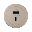Wiremold Round FPC Only Combo USB-A and USB-C Ports - Nickel