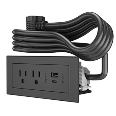 Wiremold Radiant FPC USB A/C, 6FT, BK 2 Trol, 2 USB Charging Ports