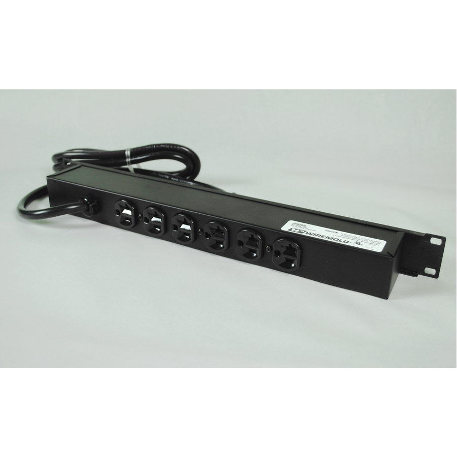 Wiremold Rack Mount 120V/20A/6 Rear O/L /Lighted Switch/15' Cord