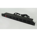 Wiremold Rack Mount 120V/15A/6 Front 90 Degree O/L /Lighted Switch/6' Cord