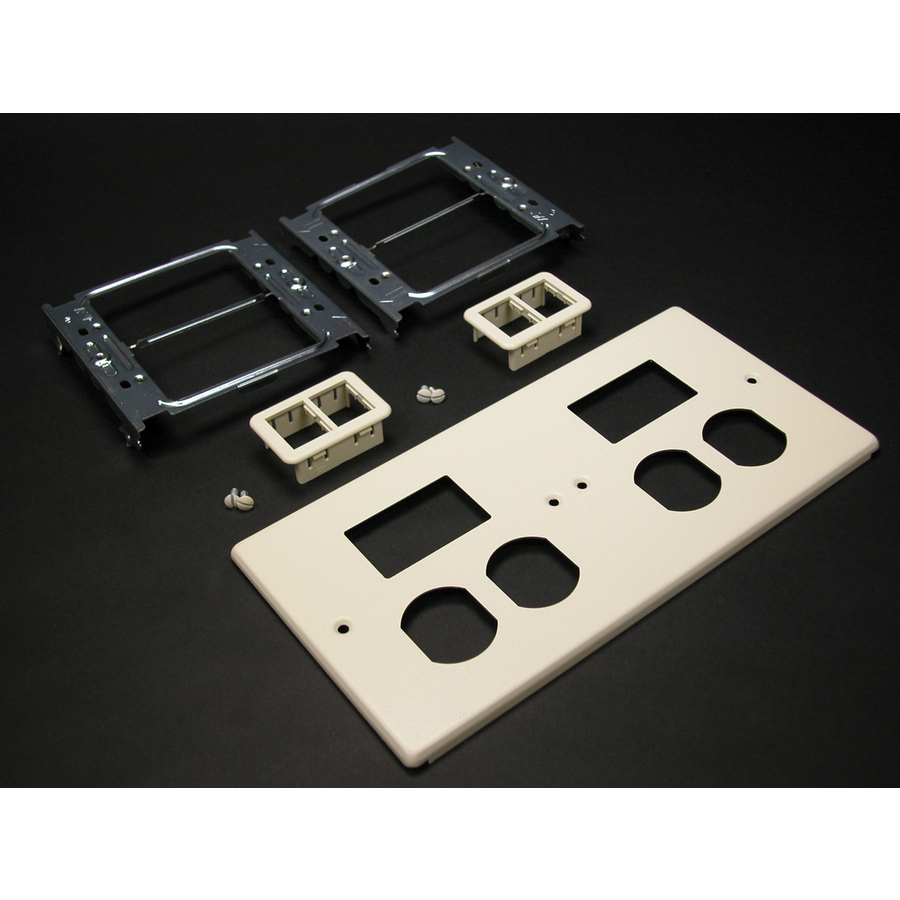 Wiremold 4047 Four-Gang Cover Two Duplex and Two TracJack Mini Adapters
