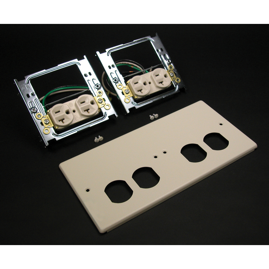 Wiremold 4047 Four-Gang Cover With Two Duplex Receptacles Installed