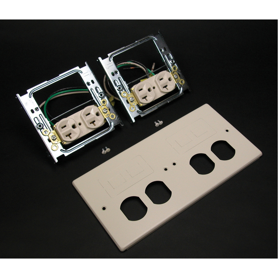 Wiremold 4047 Four-Gang Cover With Two Duplex and Two Modular Furniture Openings