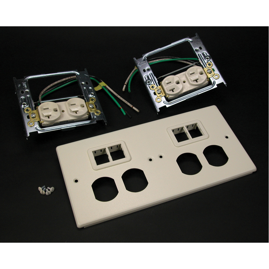 Wiremold 4047 Four-Gang Cover With Two TracJack Mini Adapters