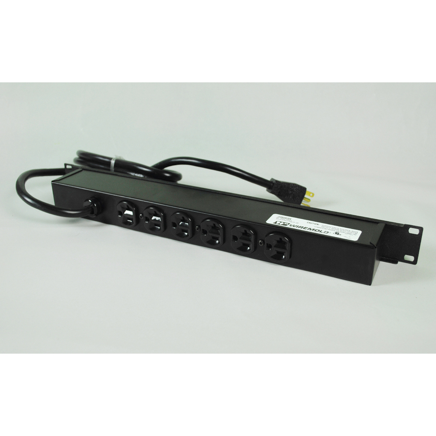 Wiremold Rack Mount 120V/20A/6 Rear O/L /15' Cord