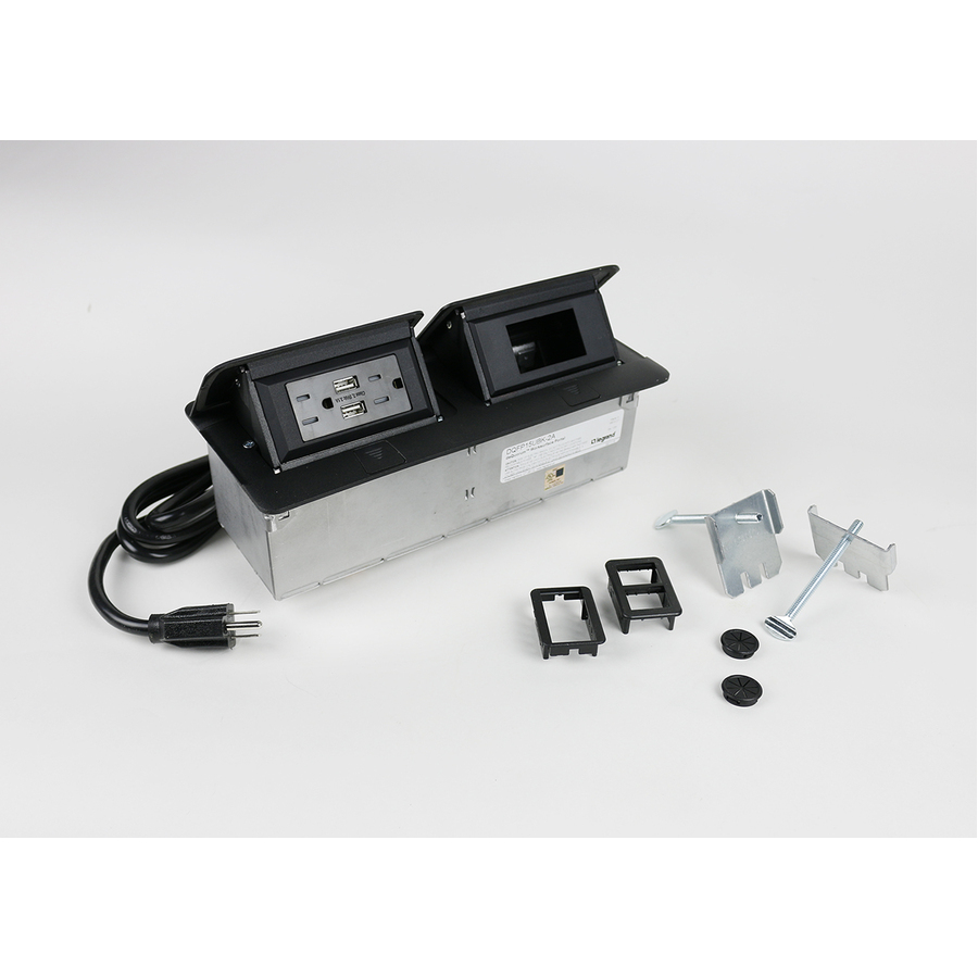 Wiremold Cord Ended deQuorum Dual Flip-Up Unit with USB