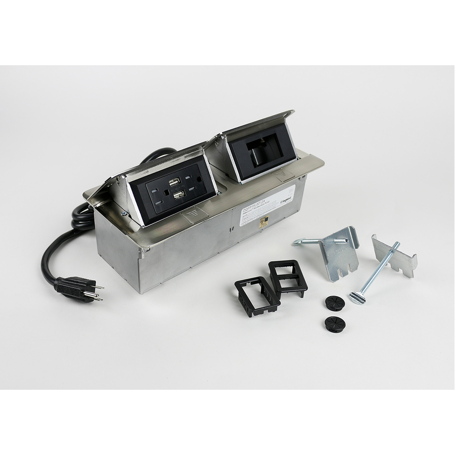 Wiremold Cord Ended deQuorum Dual Flip-Up Unit with USB