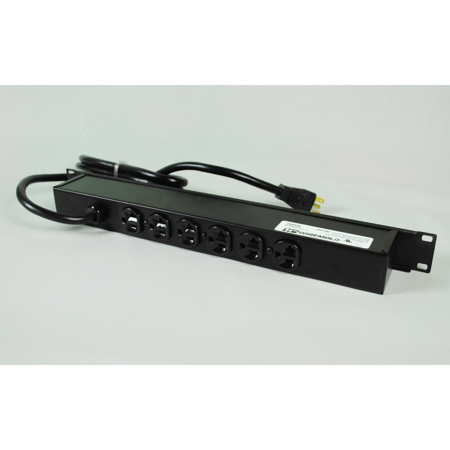 Wiremold Rack Mount 120V/20A/6 Rear O/L /6' Cord