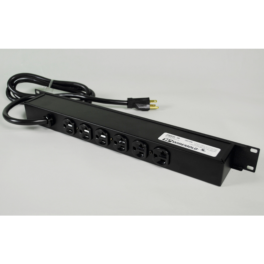Wiremold Rack Mount 120V/20A/6 Rear O/L /6' Cord/Built In Ammeter
