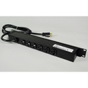Wiremold Rack Mount 120V/20A/6 Rear O/L /6' Cord/Built In Ammeter